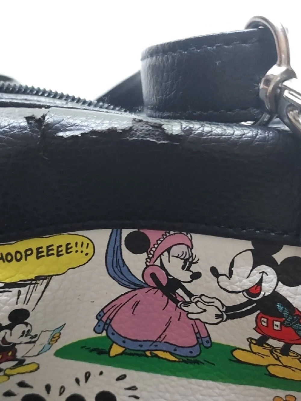 Disney  Printed Satchel, Bag,Purse with Black Trim and Multicolor Characters